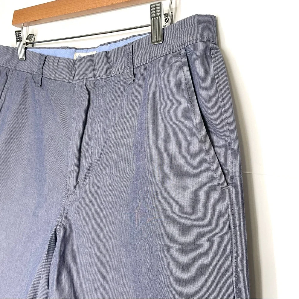 J. Crew Men’s Shorts Flat Front Blue Gray Striped 10” Inseam Size 33 100% Cotton